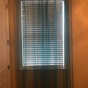 Blue Sheer Curtains w/Glittery Polka Dots
